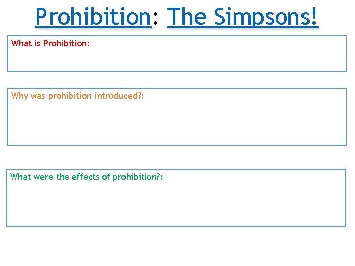 Prohibition: The Simpsons! What is Prohibition: Why was prohibition introduced? : What were the