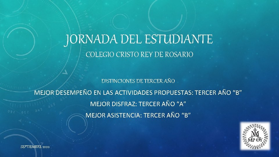 JORNADA DEL ESTUDIANTE COLEGIO CRISTO REY DE ROSARIO DISTINCIONES DE TERCER AÑO MEJOR DESEMPEÑO