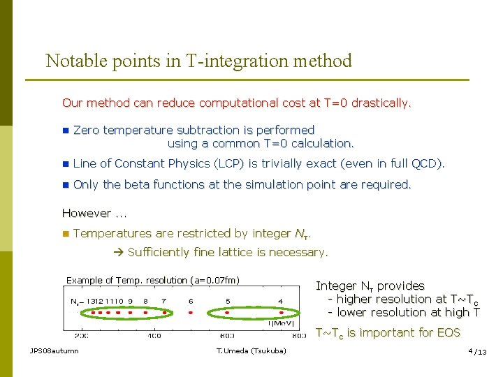 Notable points in T-integration method Our method can reduce computational cost at T=0 drastically.