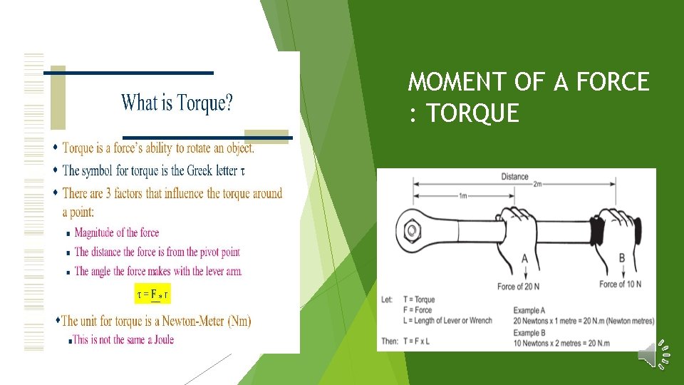 MOMENT OF A FORCE : TORQUE 