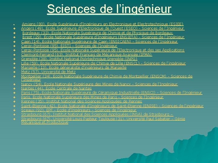 Sciences de l’ingénieur u u u u u u Amiens (80), Ecole Supérieure d'Ingénieurs