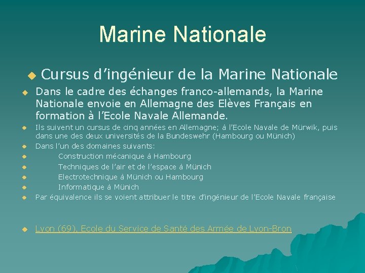 Marine Nationale u Cursus d’ingénieur de la Marine Nationale u Dans le cadre des