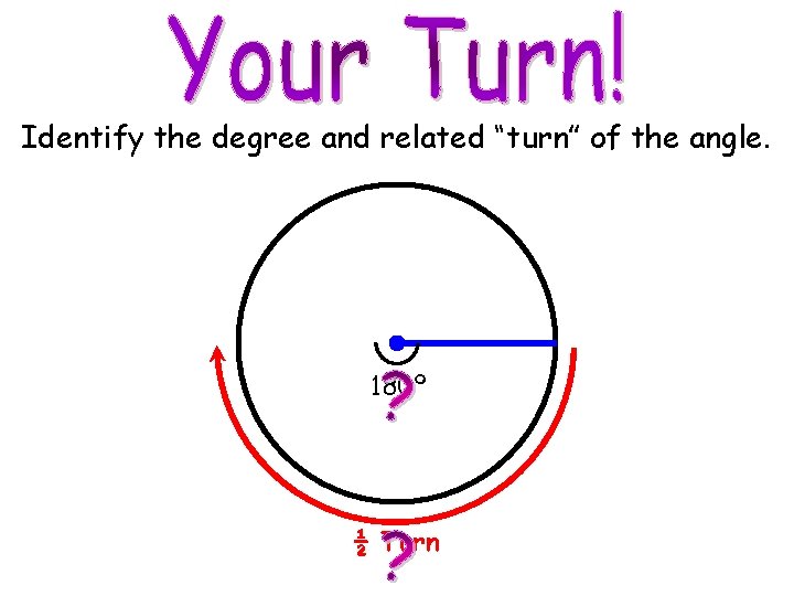 Identify the degree and related “turn” of the angle. 180º ½ Turn © M.