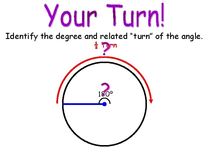 Identify the degree and related “turn” of the angle. ½ Turn 180º © M.