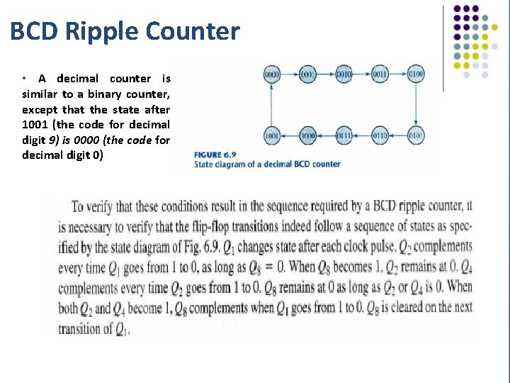 BCD Ripple Counter • A decimal counter is similar to a binary counter, except