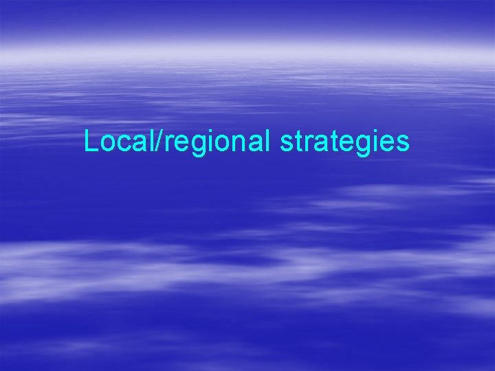 Local/regional strategies 