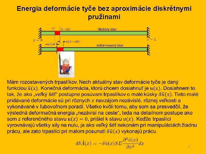 Energia deformácie tyče bez aproximácie diskrétnymi pružinami 7 