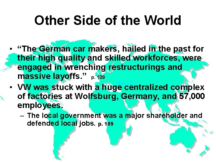 Other Side of the World • “The German car makers, hailed in the past