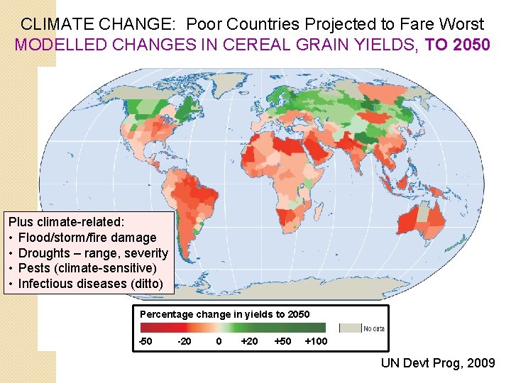 CLIMATE CHANGE: Poor Countries Projected to Fare Worst MODELLED CHANGES IN CEREAL GRAIN YIELDS,