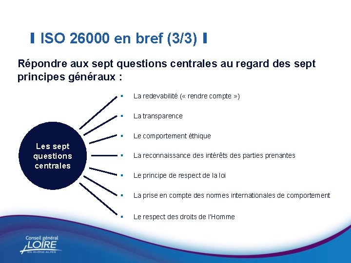 I ISO 26000 en bref (3/3) I Répondre aux sept questions centrales au regard