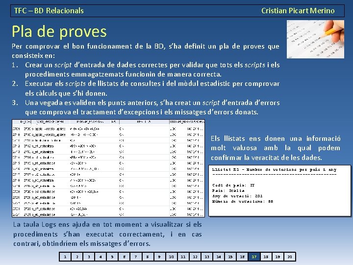 TFC – BD Relacionals Cristian Picart Merino Pla de proves Per comprovar el bon