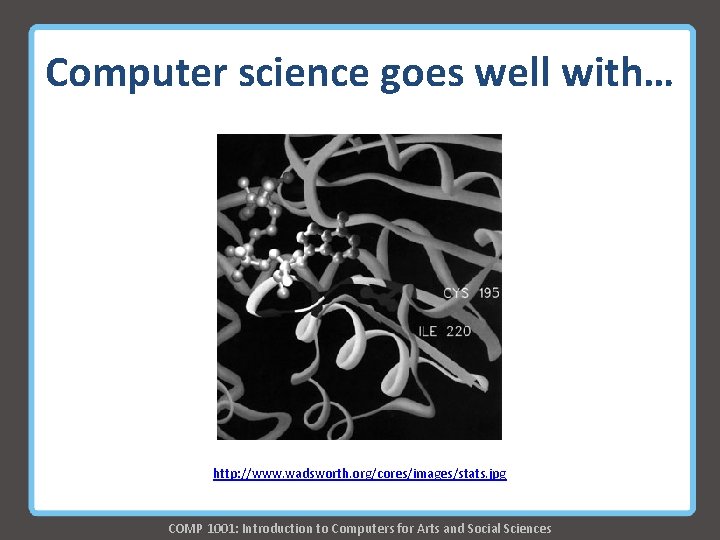 Computer science goes well with… http: //www. wadsworth. org/cores/images/stats. jpg COMP 1001: Introduction to Computer science goes well with… http: //www. wadsworth. org/cores/images/stats. jpg COMP 1001: Introduction to