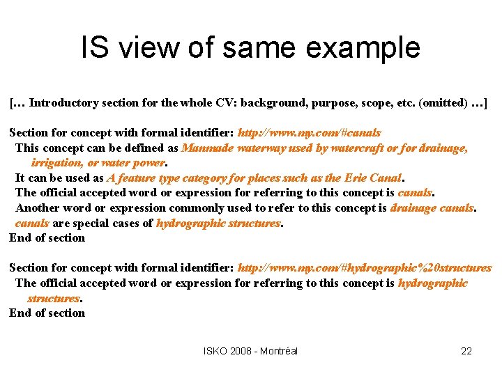 IS view of same example [… Introductory section for the whole CV: background, purpose,