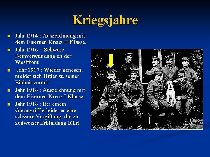 Kriegsjahre n n n Jahr 1914 : Auszeichnung mit dem Eisernen Kreuz II Klasse.