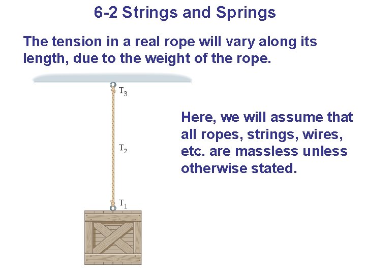 6 -2 Strings and Springs The tension in a real rope will vary along