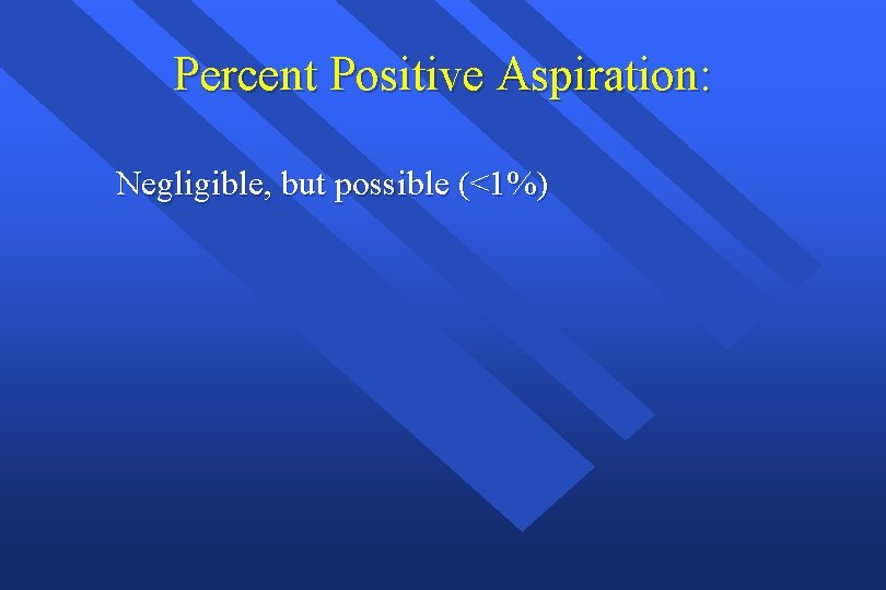 Percent Positive Aspiration: Negligible, but possible (<1%) Percent Positive Aspiration: Negligible, but possible (<1%)