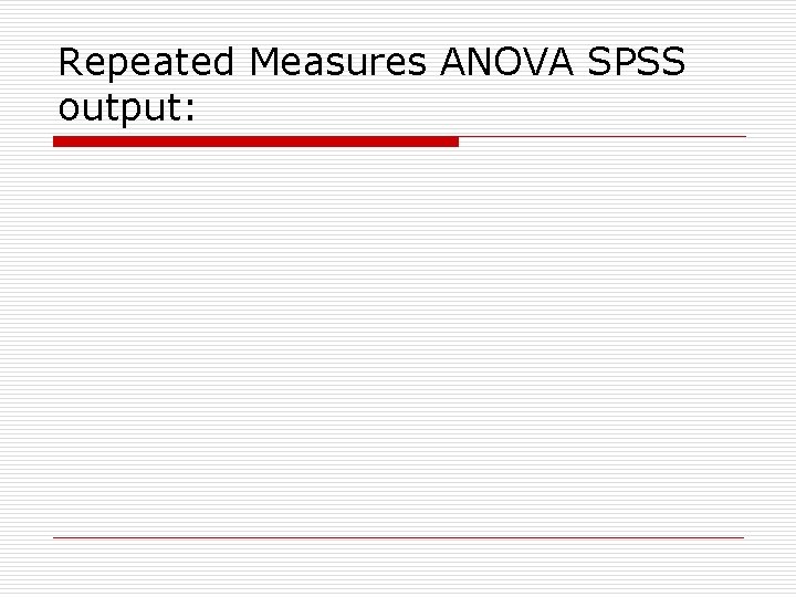 Repeated Measures ANOVA SPSS output: 