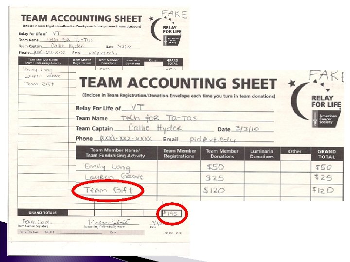 Sample Accounting Sheet 
