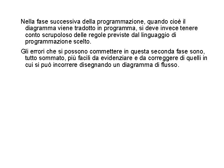 Nella fase successiva della programmazione, quando cioè il diagramma viene tradotto in programma, si