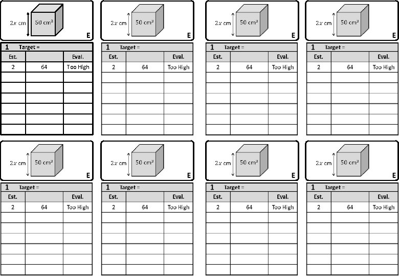 E 1 Target = Est. 2 Eval. 64 Too High 
