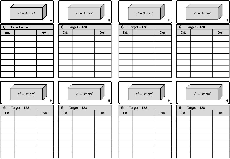 H 6 Est. Target = 128 Eval. 