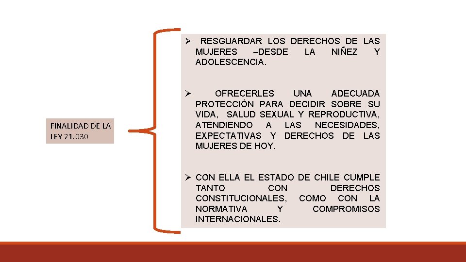 Ø RESGUARDAR LOS DERECHOS DE LAS MUJERES –DESDE LA NIÑEZ Y ADOLESCENCIA. Ø FINALIDAD