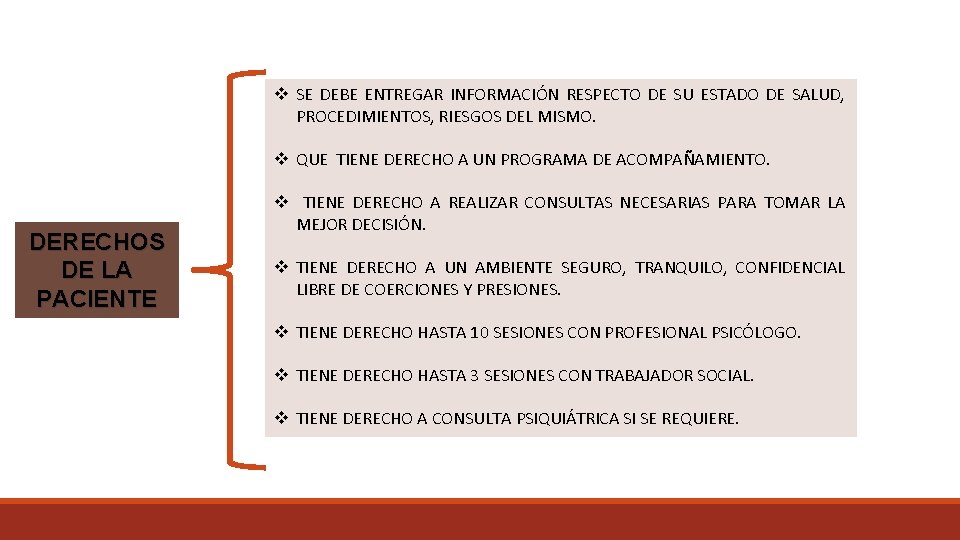 v SE DEBE ENTREGAR INFORMACIÓN RESPECTO DE SU ESTADO DE SALUD, PROCEDIMIENTOS, RIESGOS DEL