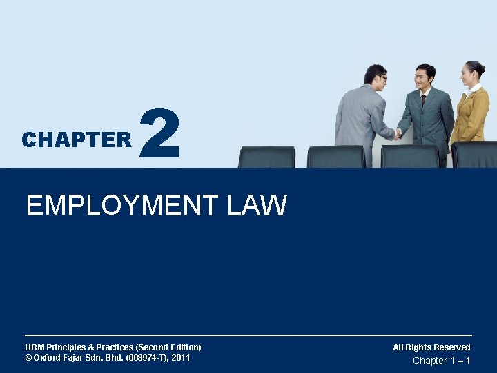 CHAPTER 2 EMPLOYMENT LAW HRM Principles Practices Second