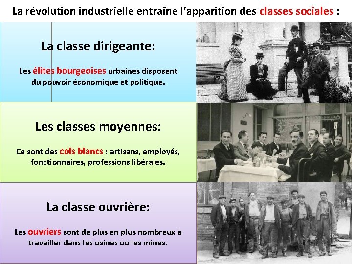 La révolution industrielle entraîne l’apparition des classes sociales : La classe dirigeante: Les élites