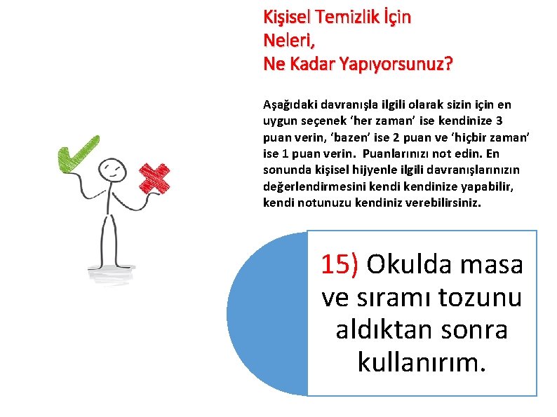 Kişisel Temizlik İçin Neleri, Ne Kadar Yapıyorsunuz? Aşağıdaki davranışla ilgili olarak sizin için en