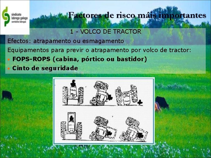 Factores de risco máis importantes 1 - VOLCO DE TRACTOR Efectos: atrapamento ou esmagamento