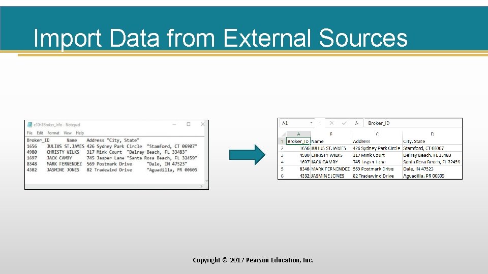 Import Data from External Sources Copyright © 2017 Pearson Education, Inc. 