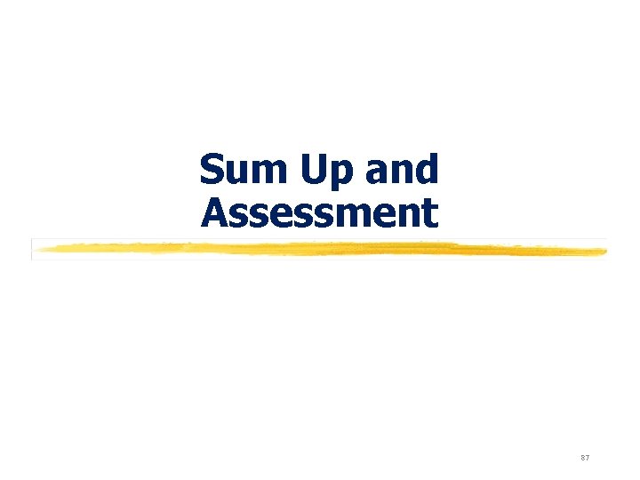 Sum Up and Assessment 87 