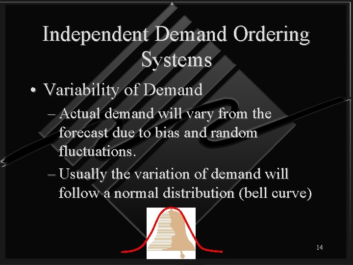 Independent Demand Ordering Systems • Variability of Demand – Actual demand will vary from