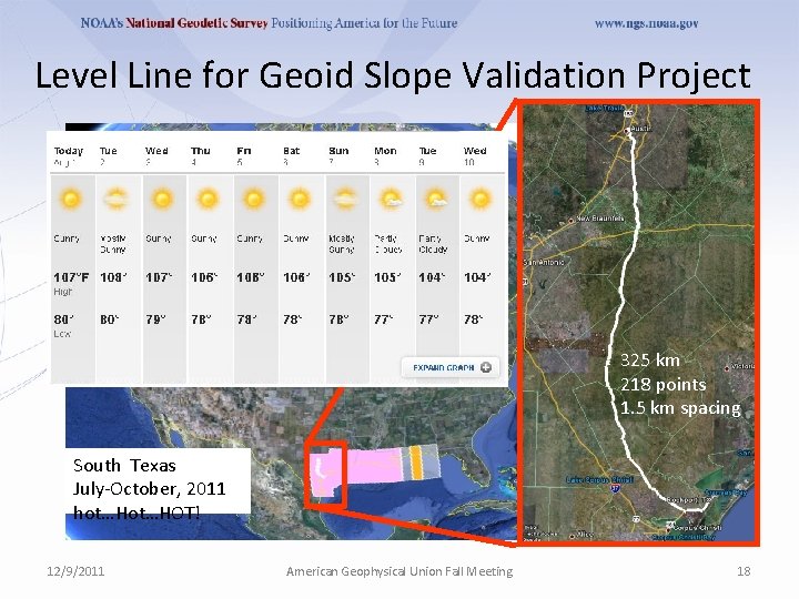 Level Line for Geoid Slope Validation Project 325 km 218 points 1. 5 km