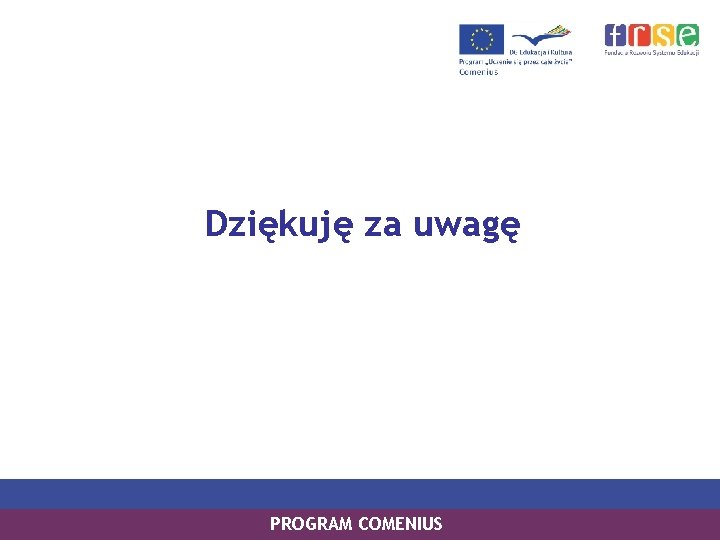 Dziękuję za uwagę PROGRAM COMENIUS 