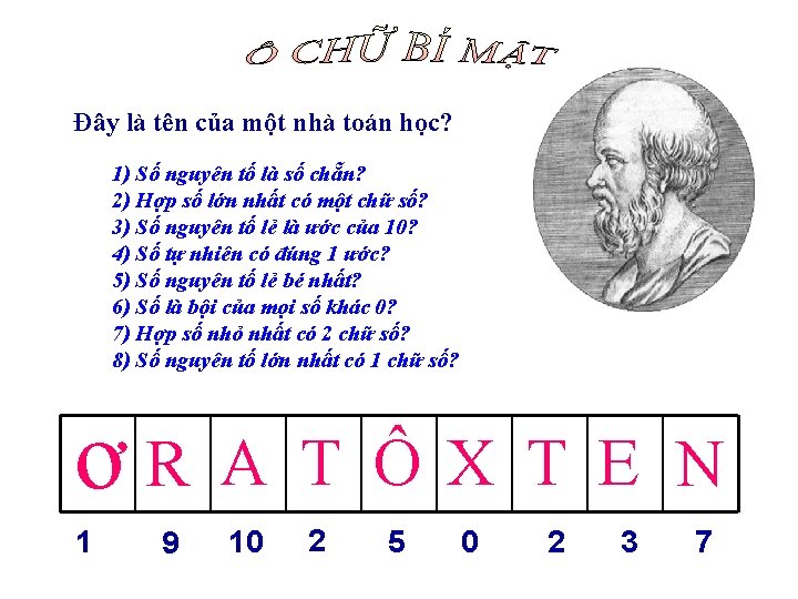 Đây là tên của một nhà toán học? 1) Số nguyên tố là số