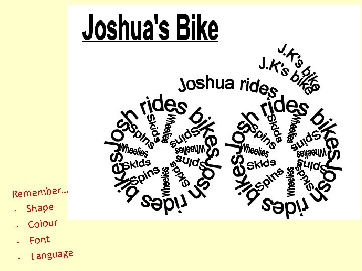 Remember… - Shape - Colour - Font - Language 