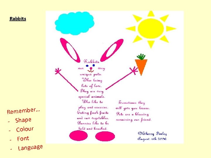Rabbits Remember… - Shape - Colour - Font - Language 