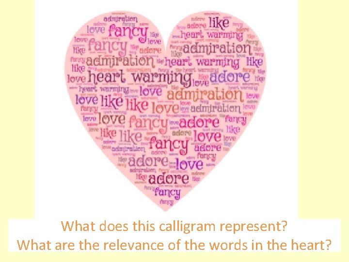 What does this calligram represent? What are the relevance of the words in the