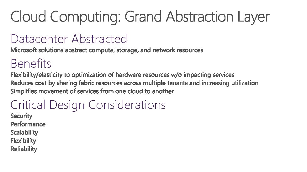 Datacenter Abstracted Benefits Critical Design Considerations 