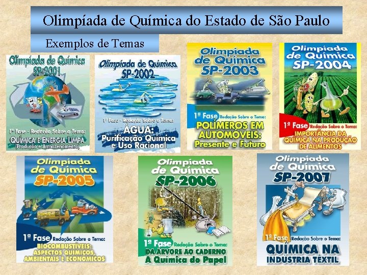 Olimpíada de Química do Estado de São Paulo Exemplos de Temas 