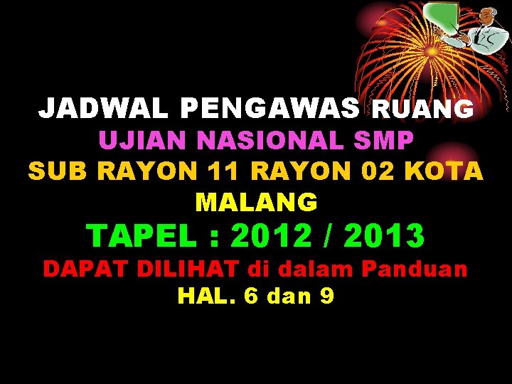 JADWAL PENGAWAS RUANG UJIAN NASIONAL SMP SUB RAYON 11 RAYON 02 KOTA MALANG TAPEL