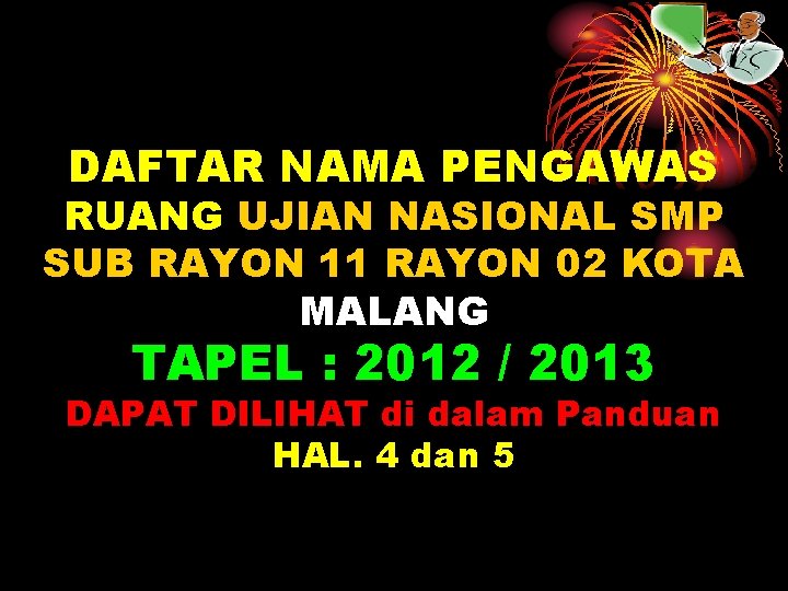 DAFTAR NAMA PENGAWAS RUANG UJIAN NASIONAL SMP SUB RAYON 11 RAYON 02 KOTA MALANG