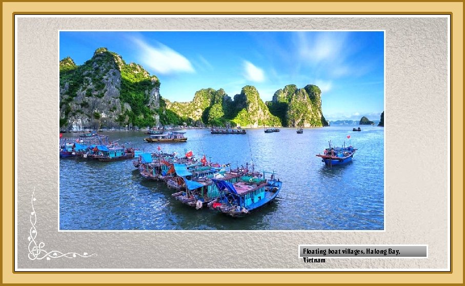 Floating boat villages, Halong Bay, Vietnam 