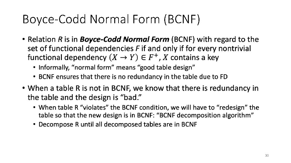 Boyce-Codd Normal Form (BCNF) • 30 