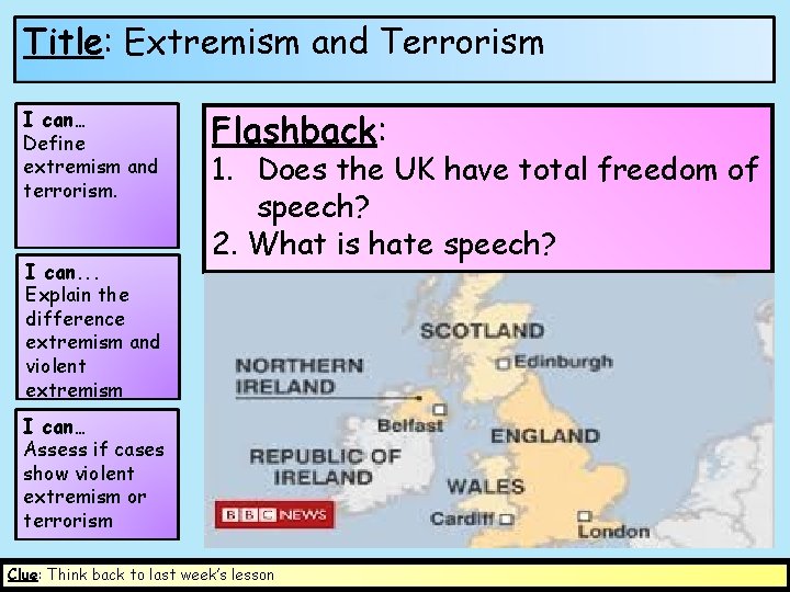 Title: Extremism and Terrorism I can… Define extremism and terrorism. I can. . .