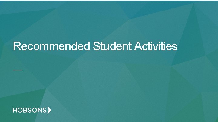 Recommended Student Activities 