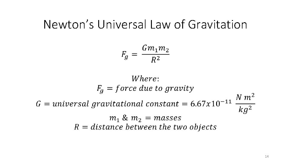 Newton’s Universal Law of Gravitation • 14 