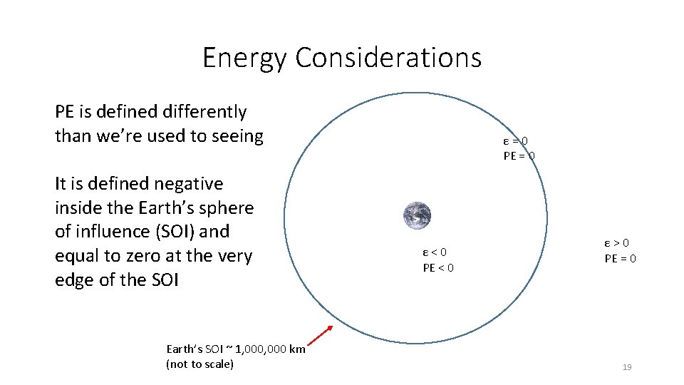 Energy Considerations PE is defined differently than we’re used to seeing It is defined